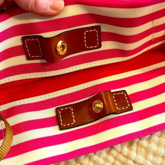 🆕DOONEY & BOURKE Shopper TOTE-Cloth w/Leather Handles-Key clasp inside - Picture 9 of 12
